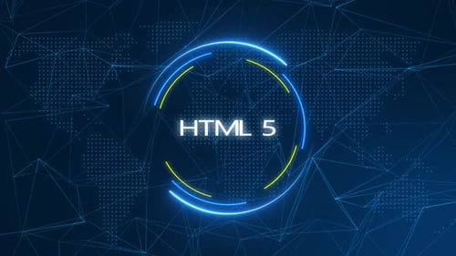 Futuristic Neon Digital Circle with Global Network Background