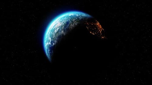 Planet Earth Rotating at Night And Day
