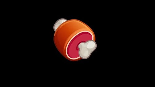 Cartoon Meat Drumstick Spinning Animation