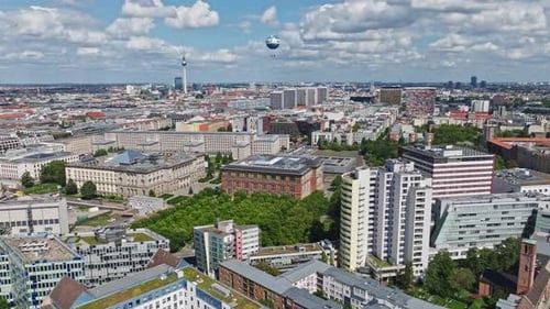 Aerial view of the Mitte district in Berlin, Germany.