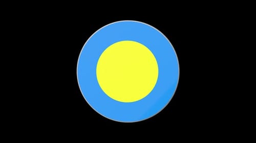 Animated 3D Circular Blue and Yellow Emblem Rotation
