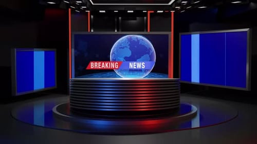 3D Virtual News Studio Background Loop