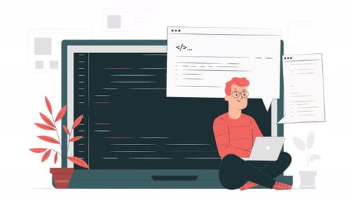 homem programando animação 4k em seu computador