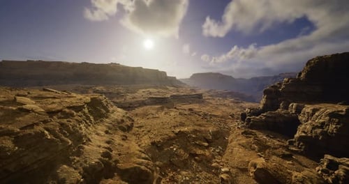 Breathtaking Landscape View of Rugged Terrain at Sunset Near Canyon