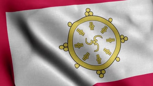 Realistic Waving Flag of Sikkim with Buddhist Symbol