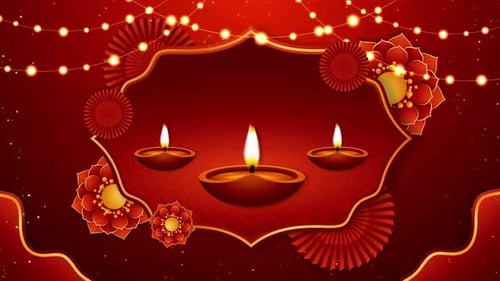 Diwali Festive Diya Lamps and Decorative Frame Background