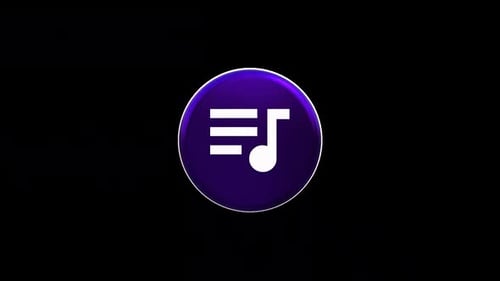 3D Animated Music Icon Rotation on Black Background