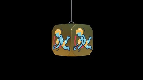 Animated Cupid Icon on Rotating Golden Cube