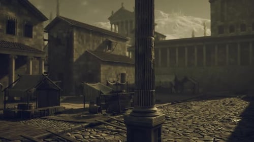 Animated Ancient City Fly-Through with Classical Architecture