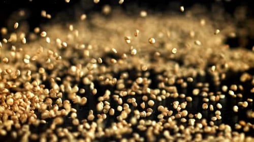 Quinoa Falling in Slow Motion on Black Background