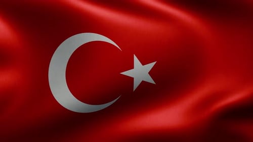 Bandera de Turquía moviéndose en el viento en una animación en bucle