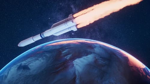Animated Space Rocket Launching from Earth