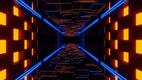 Blue And Orange Fantastic Corridor Movement Background Vj Loop In HD