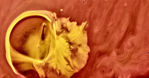 Macro Shot of Abstract Yellow and Red Paint