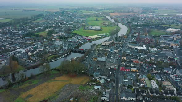 Aerial view of the Irish town of Athy., Buildings Stock Footage ft ...