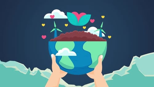 Caring Hands Holding Planet Earth with Green Energy and Love