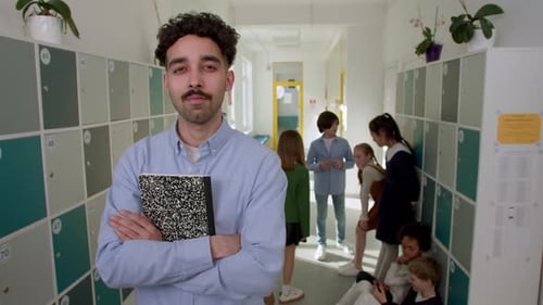 Elementary School Class Children Communicate with the Teacher Answering Question