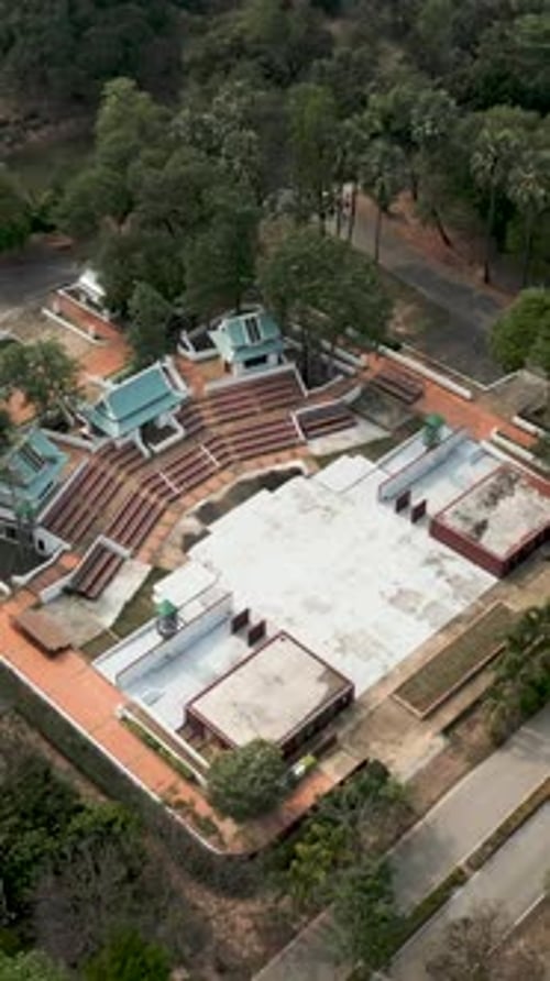 View From the Sky of a Religious Compound in Thailand