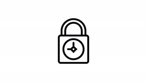 Animated Padlock Clock Icon for Security Timer