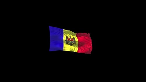 Moldova National Flag Waving Animation on Black Background