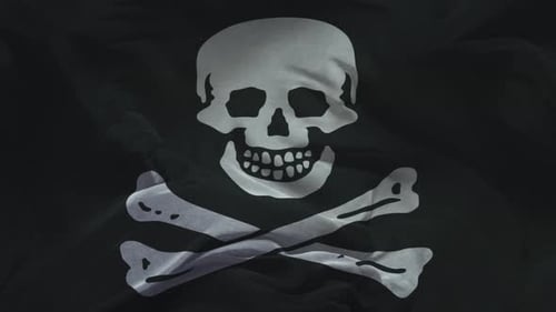 Waving Pirate Flag with Skull and Crossbones