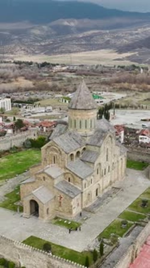Vertical Video Mtskheta's Aerial Beauty Georgia's Cultural Treasure