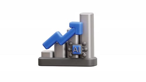 Rising Bar Graph An Ai Chip And A Blue Arrow