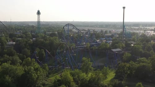 Aerial view of Kings Island amusement park, United States.