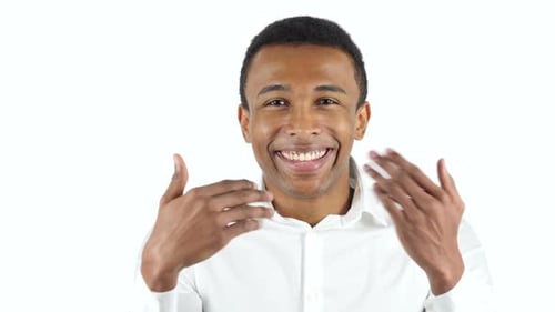 Inviting Black Man on White Background