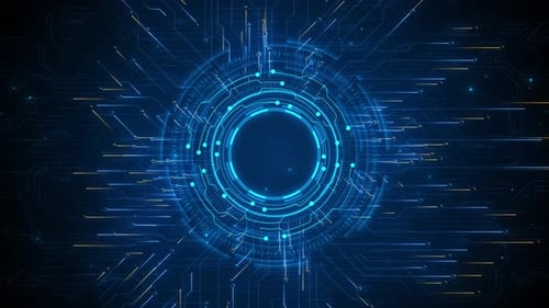 Abstract Concentric Digital Data Ring Wave Background. Abstract scene of futuristic cyber world, sci