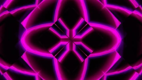 Abstract Neon Glowing Geometric Kaleidoscope Loop