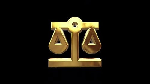 Golden 3D Justice Scales Icon Rotating Animation