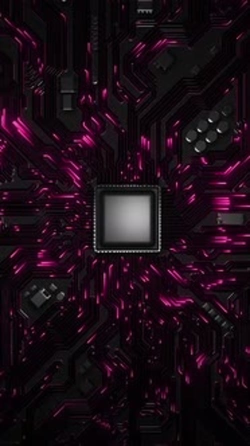 Technological Progress Innovation Futuristic AI Evolution Hologram Circuit. Vertical Background