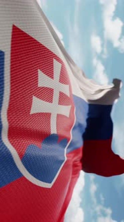 Slovakia Flag Waving with Realistic Fabric Texture