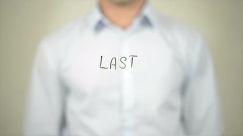 Last Man Writing on Transparent Screen