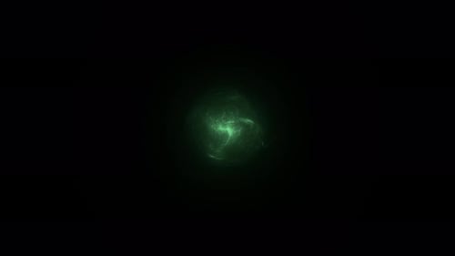 Magische Partikelkugel. Grüner Ball mit rauchigen Partikeln. Geheimnisvoller Rauch. Science-Fiction-Sphäre. Loop-Animation