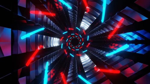 Red And Blue Bright Triangular With Spiral Background Vj Loop In HD