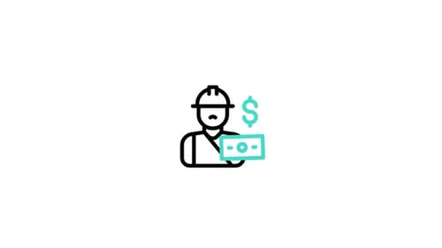 Animated Flat Design Icon of a Worker with Money