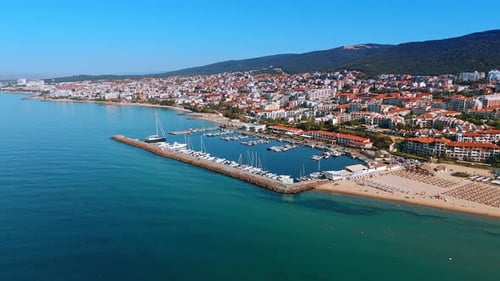 Sunny resort area at the seaside of the Black Sea.