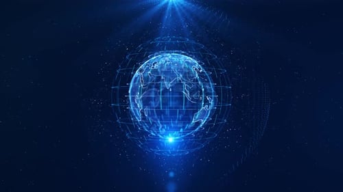 Futuristic Digital Earth Globe with Global Network