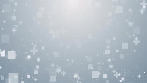 Animated Medical Science Background with Geometric Crosses and Squares