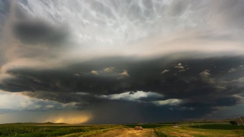 Stormy Sky with Ominous Clouds over Fields