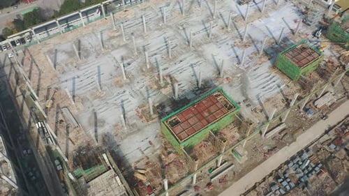 Construction site in city