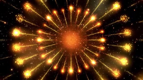 Golden Glittering Particles Radial Starburst for Celebrations