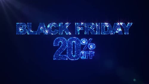 Black Friday Sparkling Text and Discount Percentage Reveal
