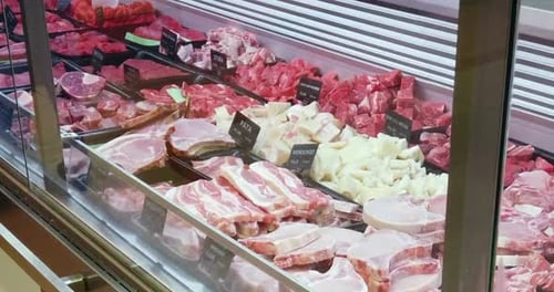 Meat ready to sold in a supermarket.