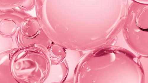 Transparent pink liquid bubbles background