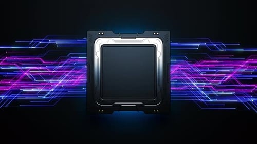 Futuristic Digital Processor Placeholder with Glowing Circuit Animation
