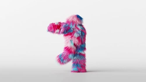 Abstract Furry Character Performing Dynamic Dance Moves