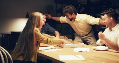 Late Night Office Pizza Teamwork